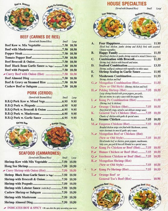 Menu at China Chef Of Burbank restaurant, Burbank, W 87th St