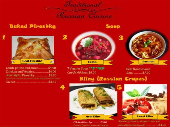 Traditional Russian Cuisine Menu Traditional Russian Cuisine Menu