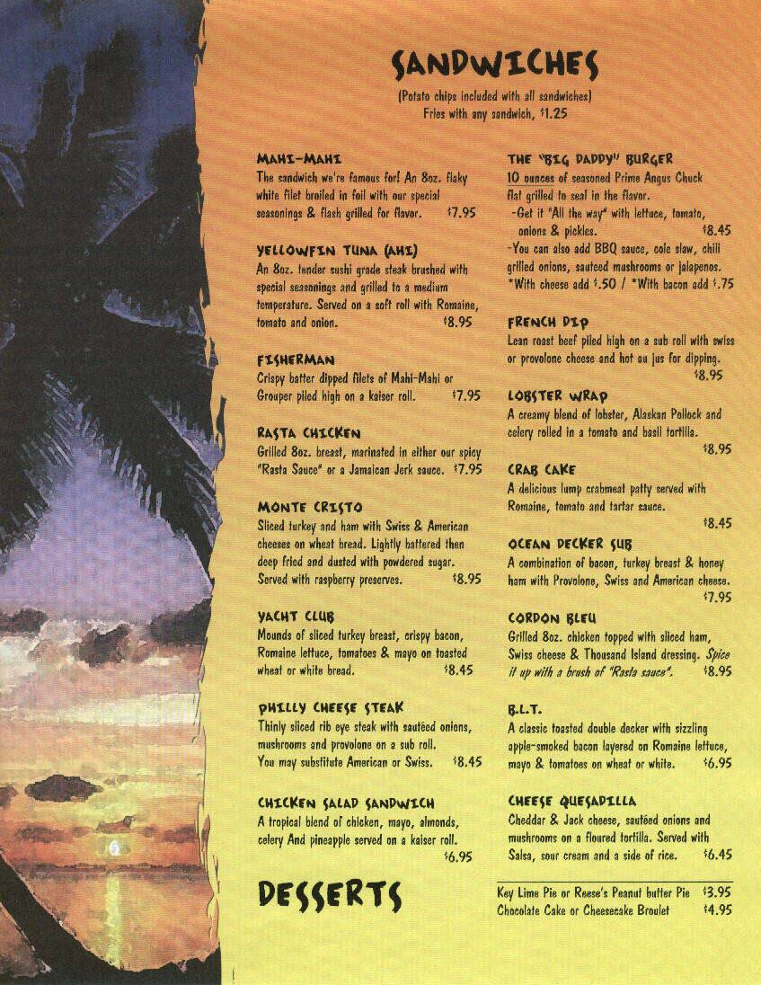 Menu at Ocean Deck Restaurant & Beach Club, Daytona Beach
