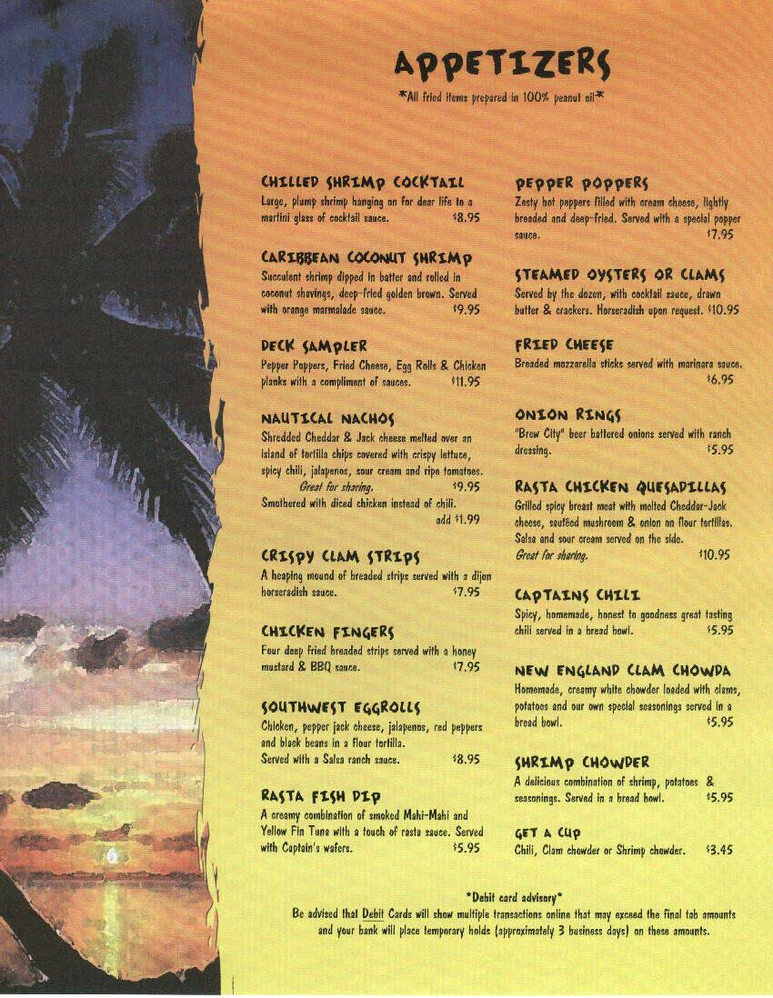 Menu at Ocean Deck Restaurant & Beach Club, Daytona Beach