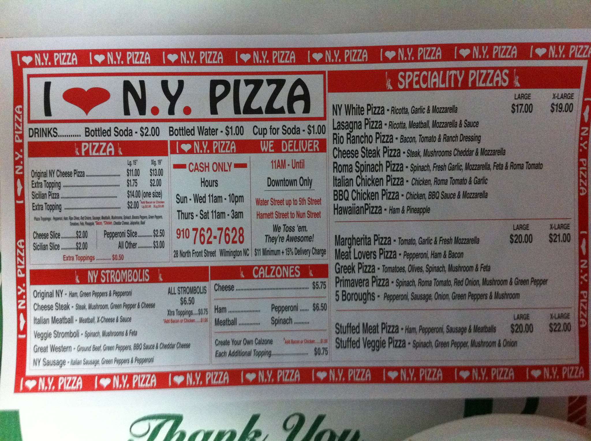 I Love Ny Pizza Menu Menu For I Love Ny Pizza Wilmington Wilmington