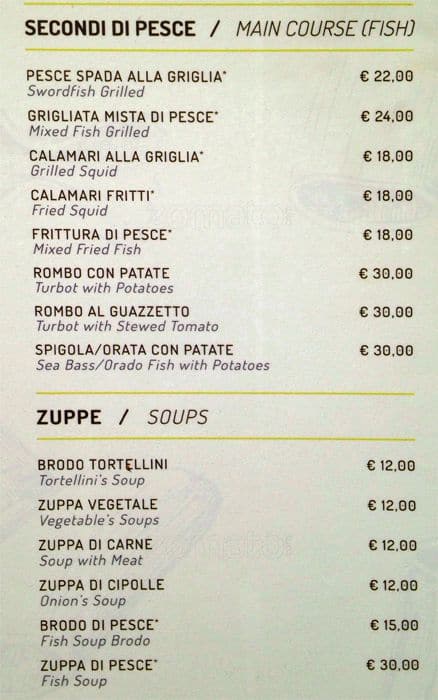 Menu di Ristorante Da Diego 