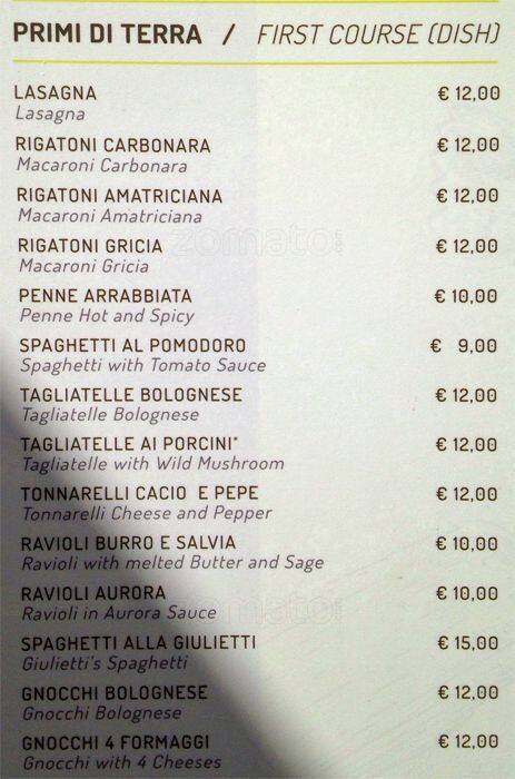 Menu de Ristorante Da Diego