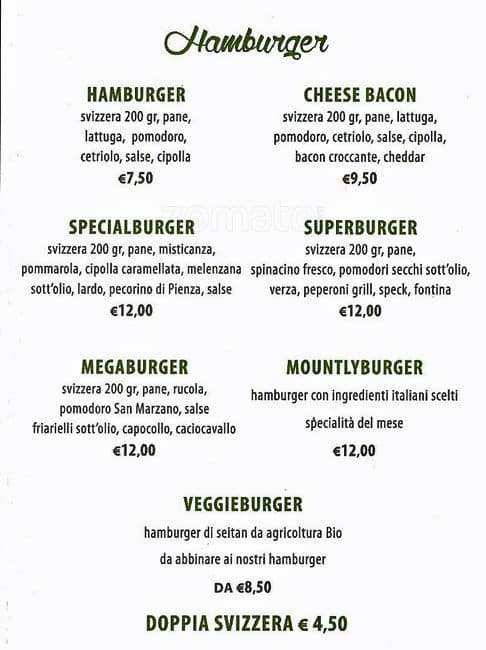 Menu di SPECIAL Hamburger & Italian Fast Food 