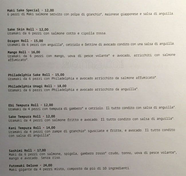 Menu di Kiko Sushi Bar 