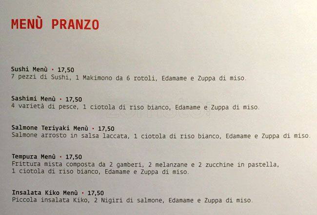 Menu di Kiko Sushi Bar 