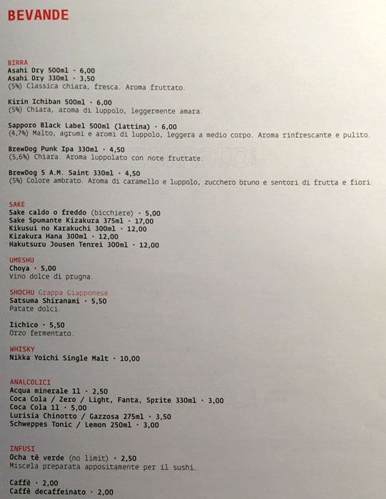 Menu di Kiko Sushi Bar 