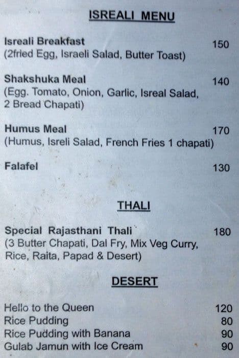 Jasmine Restaurant menu