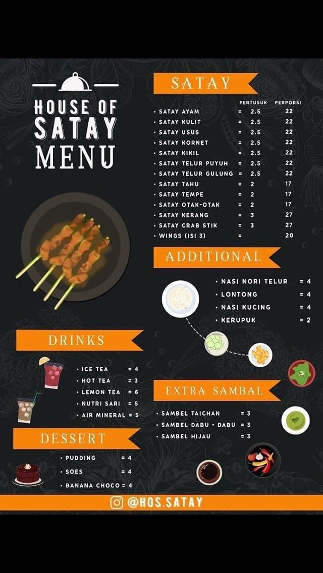 House of Satay Taichan Menu, Menu for House of Satay Taichan, Jagakarsa