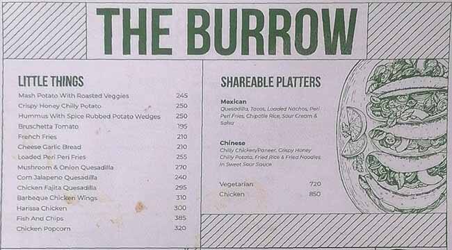 The Burrow menu