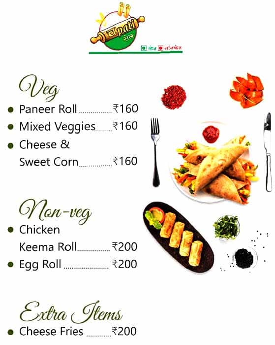 Menu of Chapati Rolls, Katraj, Pune