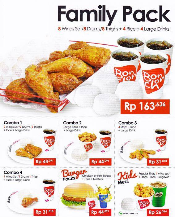 Menu at Bon Chon restaurant, Jakarta, Gandaria City