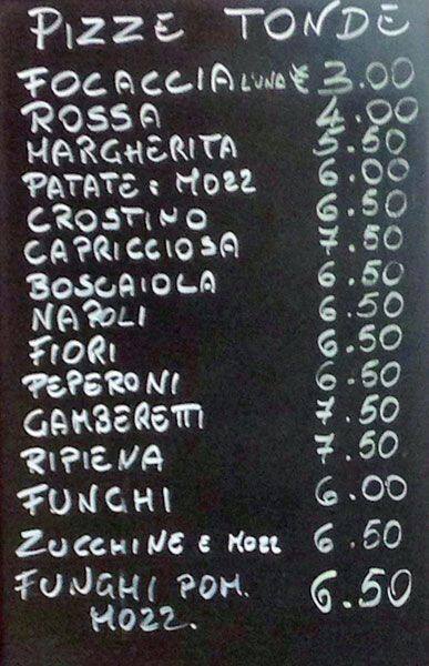 Menu di Pizza Pazza in Piazza 