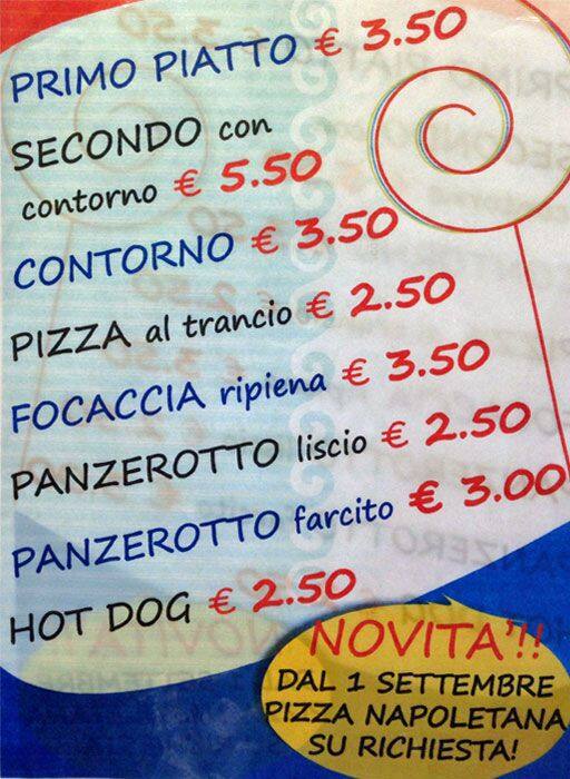 Menu di È sempre l'ora del panzerotto 