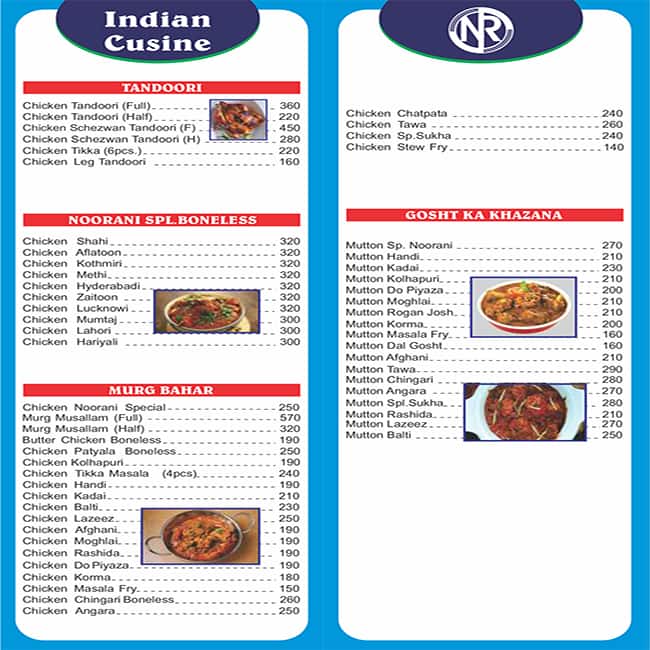 Noorani Restaurant menu