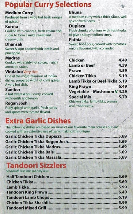 Chilli menu