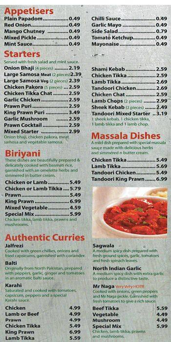 Chilli menu
