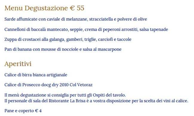 Menu di la Brisa 