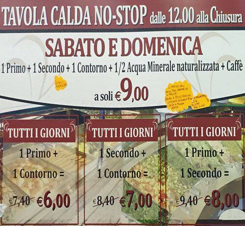 Menu di Bar Tornatora Roma 