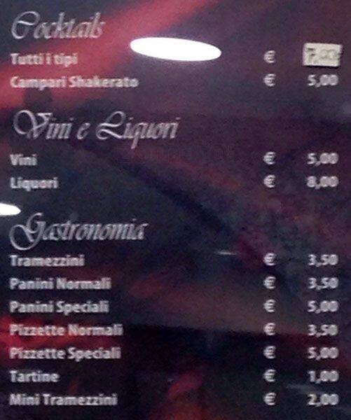 Menu di Bar Tornatora Roma 