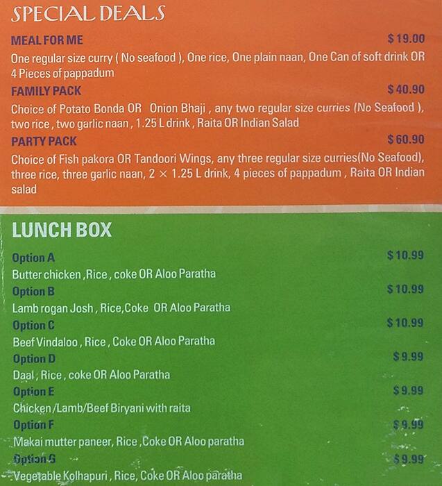 Menu at Santoor Indian cuisine restaurant, Petrie