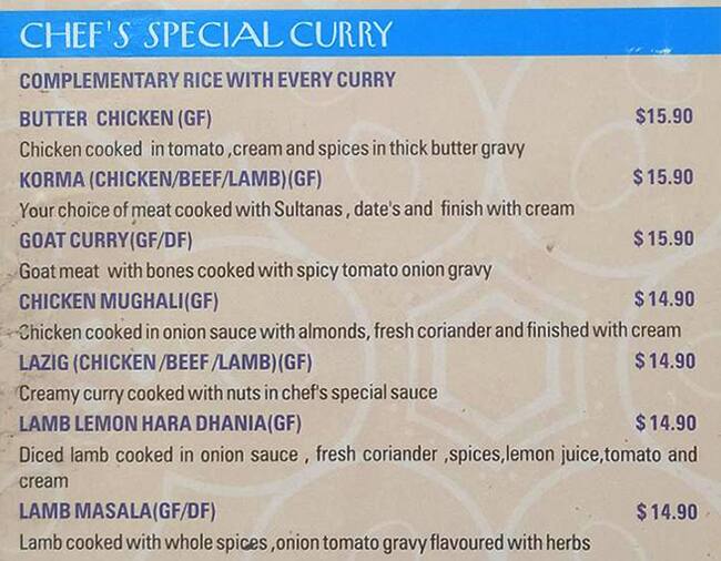 Menu at Santoor Indian cuisine restaurant, Petrie