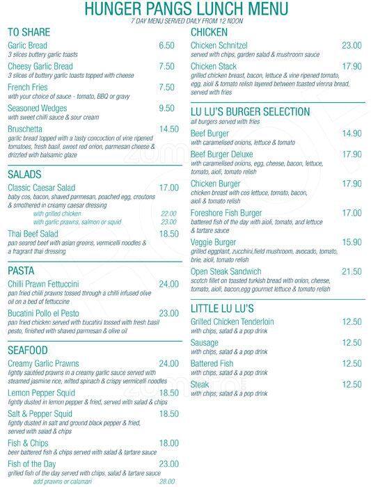 Lulu's Cafe menu