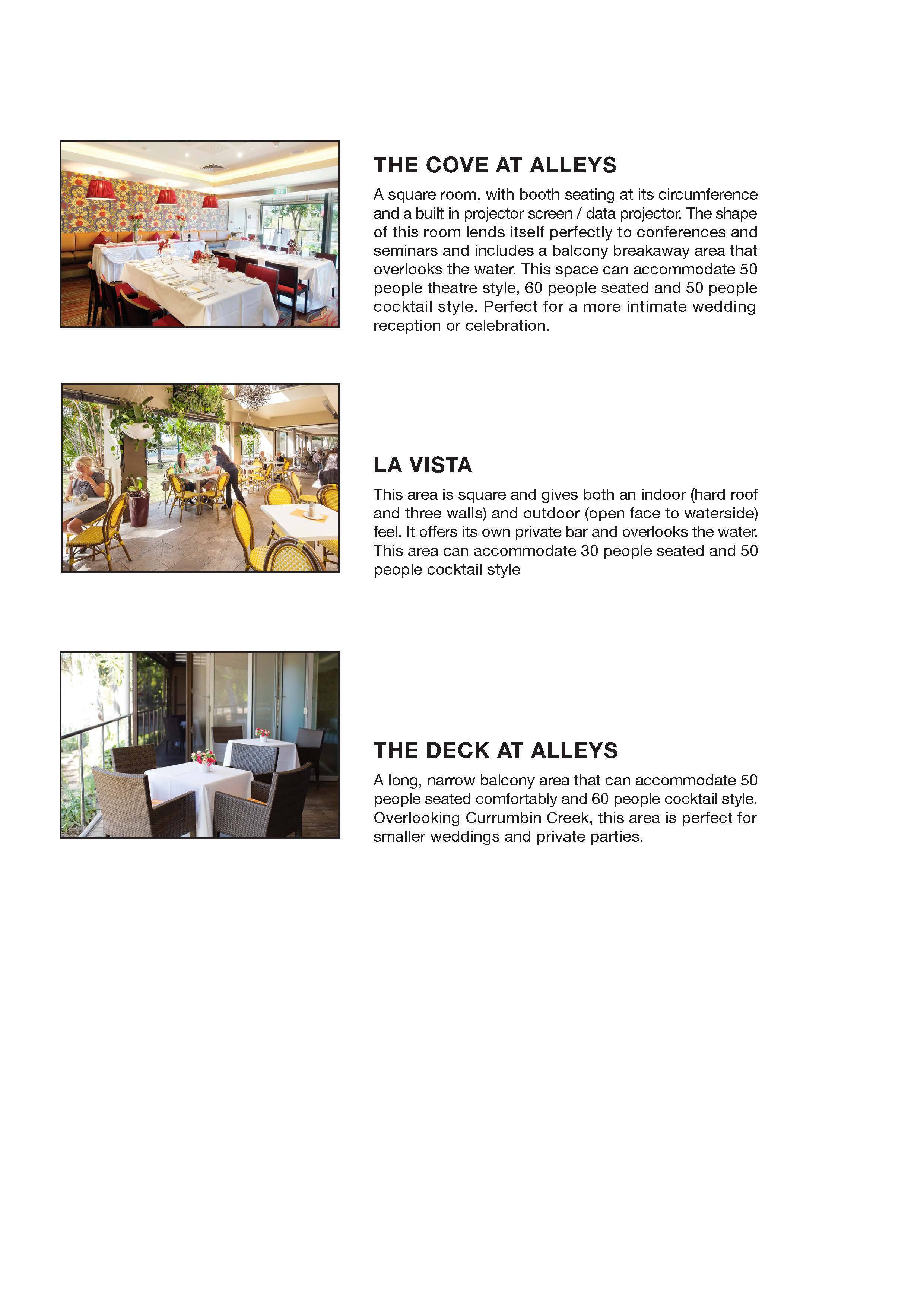 Menu at Alleys Restaurant at Currumbin RSL, Currumbin