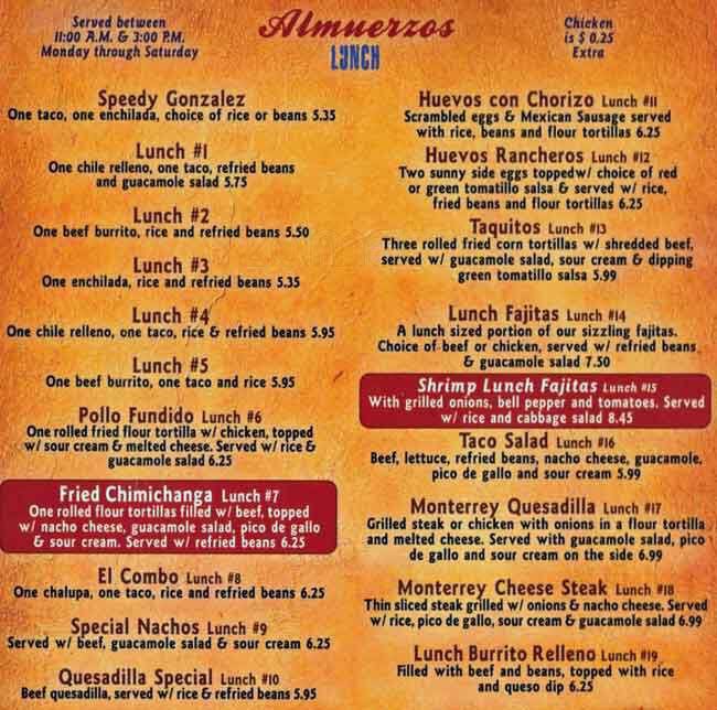 Monterrey Menu, Menu for Monterrey, Pineville, Charlotte Urbanspoon