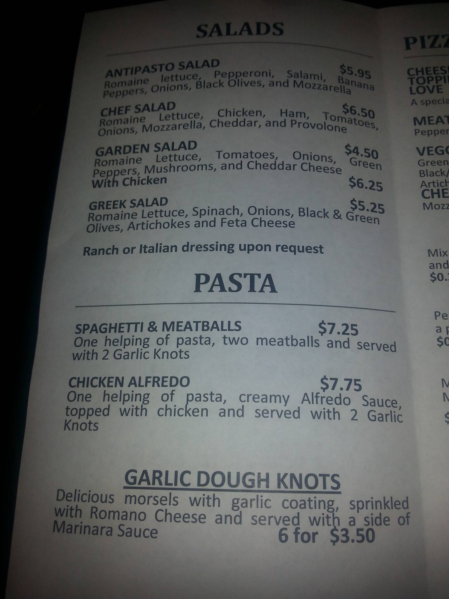 Menu at Ji's Pizza pizzeria, Johns Island