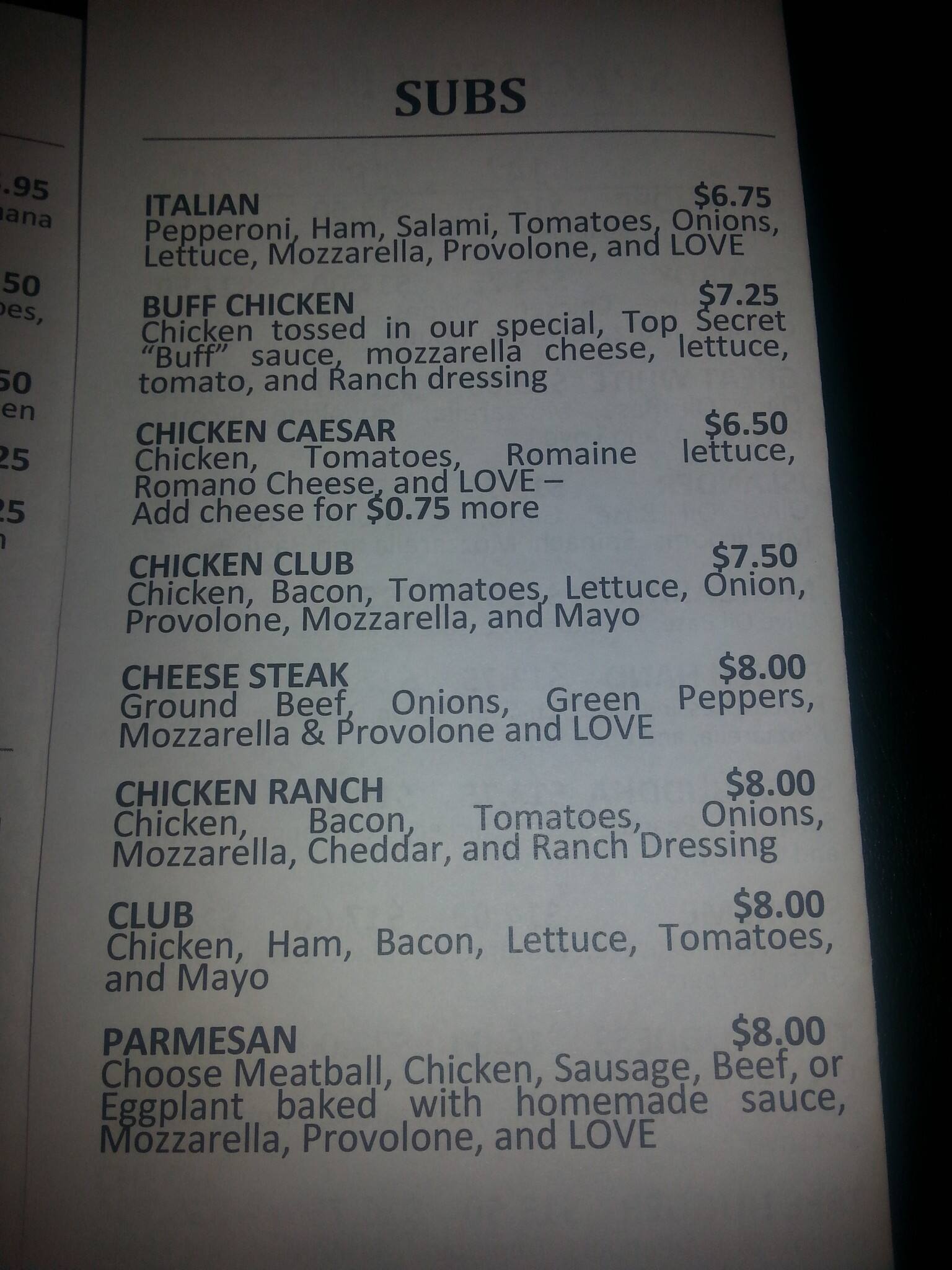 Menu at Ji's Pizza pizzeria, Johns Island