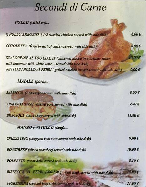 Menu di Pizza Fantasy 