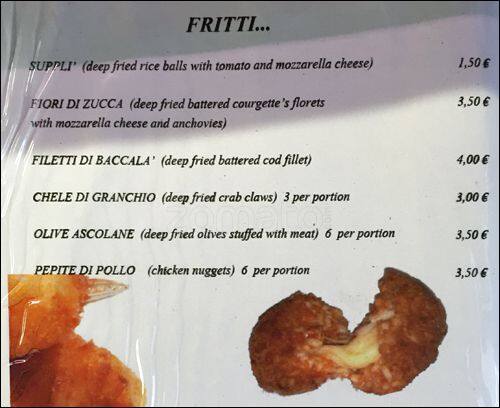 Menu di Pizza Fantasy 