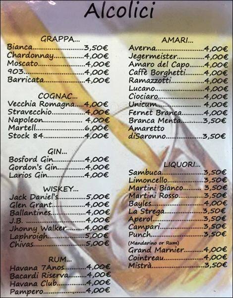 Menu di Pizza Fantasy 