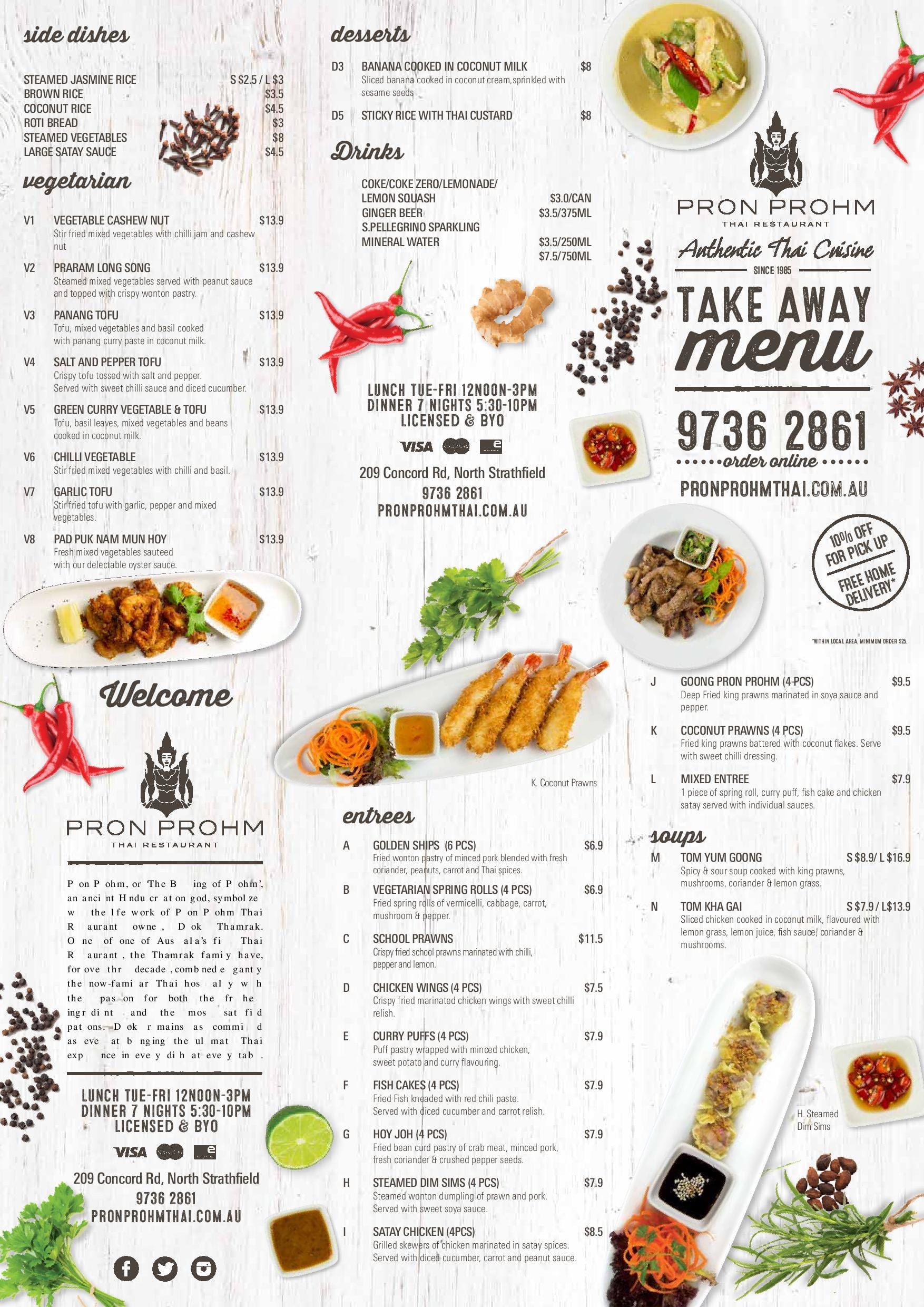 Pron Prohm Thai Restaurant Menu - Urbanspoon/Zomato