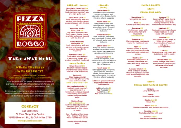 Carta de Pizza Rocco