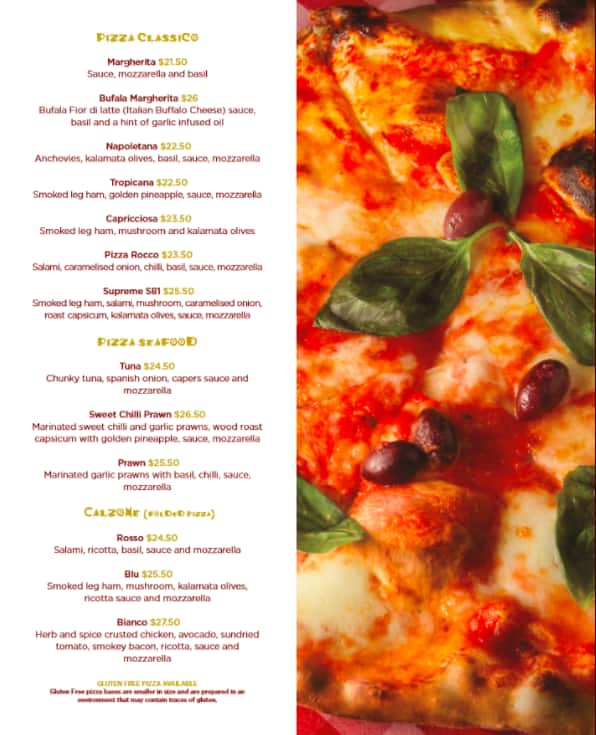 Carta de Pizza Rocco