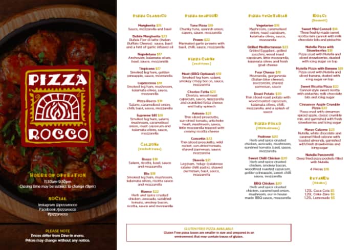 Carta de Pizza Rocco