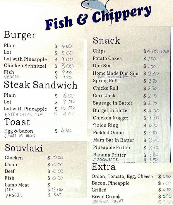 Emerald Fish & Chippery Menu Urbanspoon/Zomato