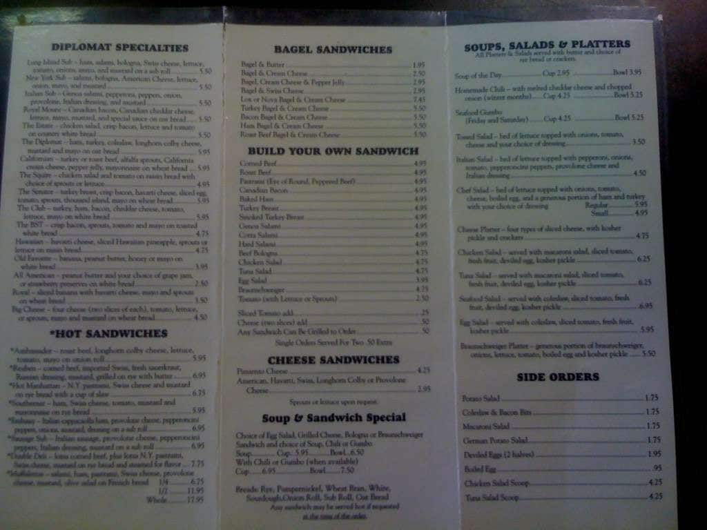 Diplomat Deli & Spirits Menu Urbanspoon/Zomato