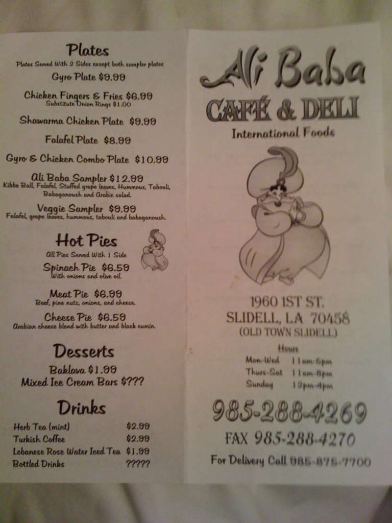 Ali Baba Cafe Deli Menu Menu For Ali Baba Cafe Deli Slidell New Orleans