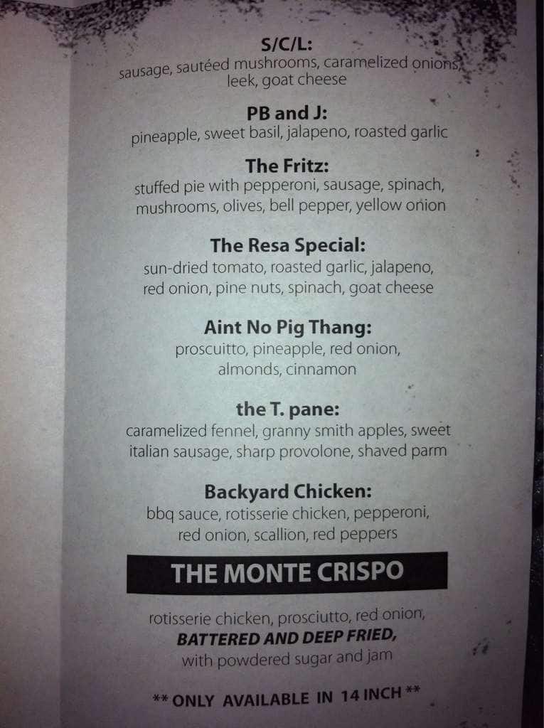 Menu at Noble Pie Parlor Downtown restaurant, Reno, 239 W 2nd St