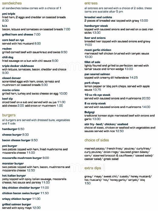 Provost Motor Inn menu