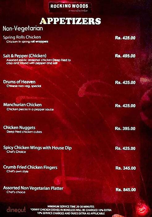 Rocking Woods menu