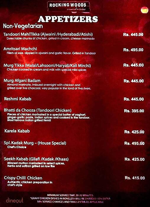 Rocking Woods menu