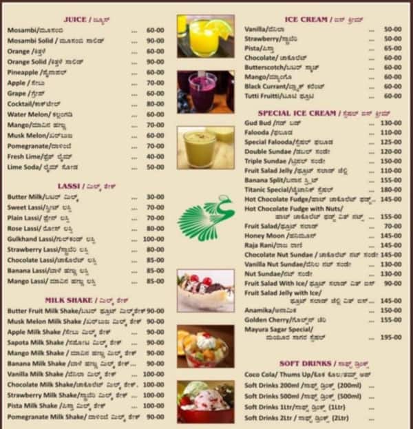 Mayura Sagar Restaurant menu