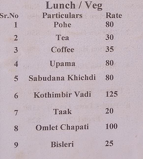 Shilpa's Homely Food menu