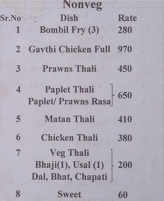 Shilpa's Homely Food menu