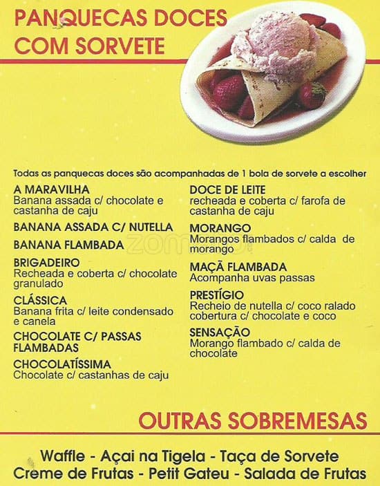 A Panqueca - Moema cardápio