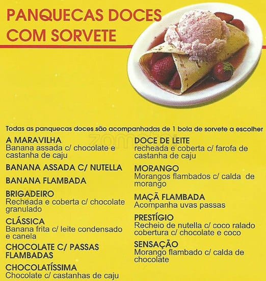 A Panqueca - Moema cardápio